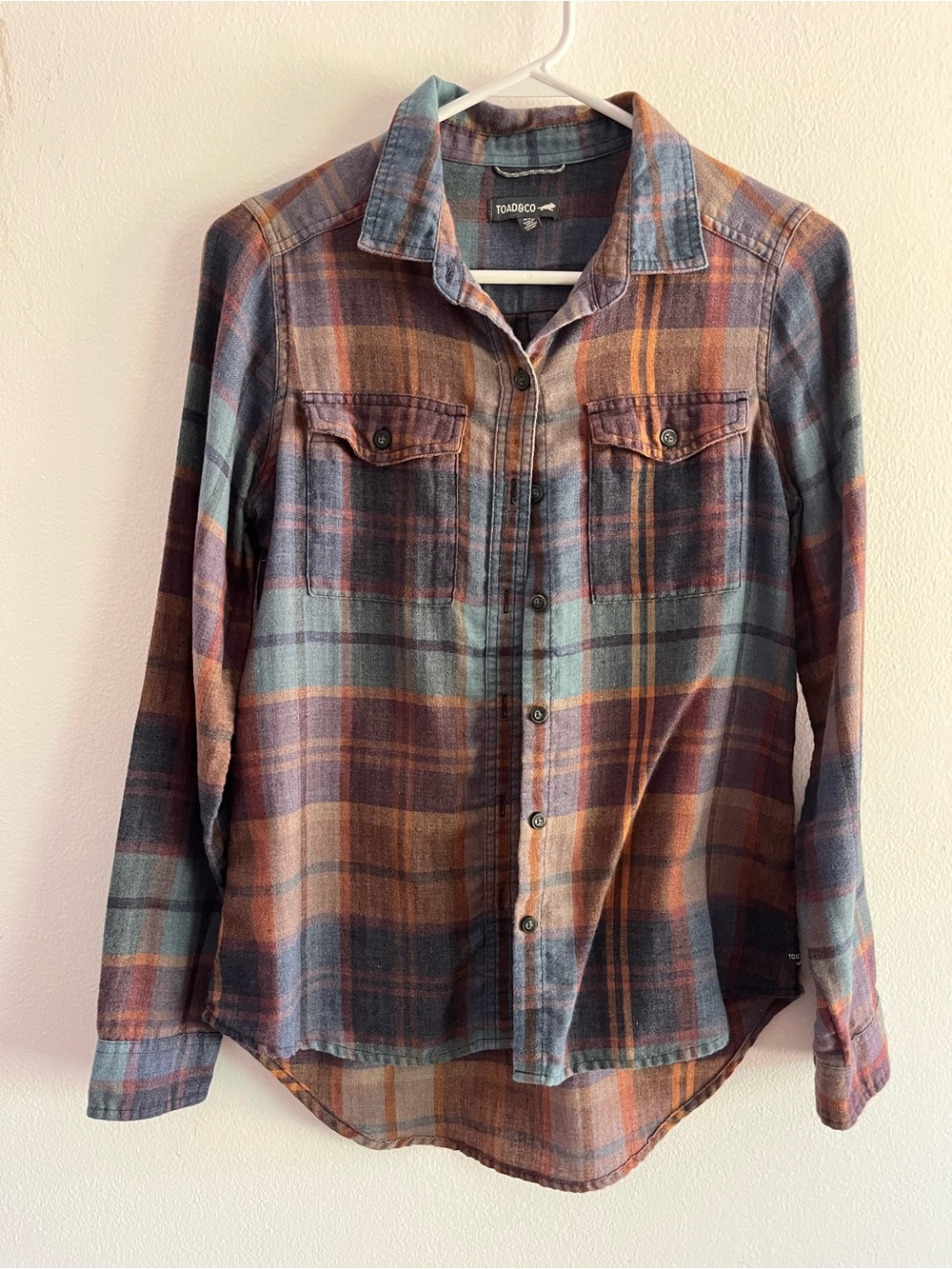 Toad&Co Plaid Flannel Shirt in Teal, Rust & Charcoal